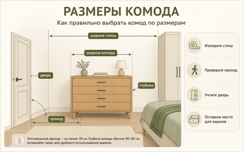 Как измерить место под комод