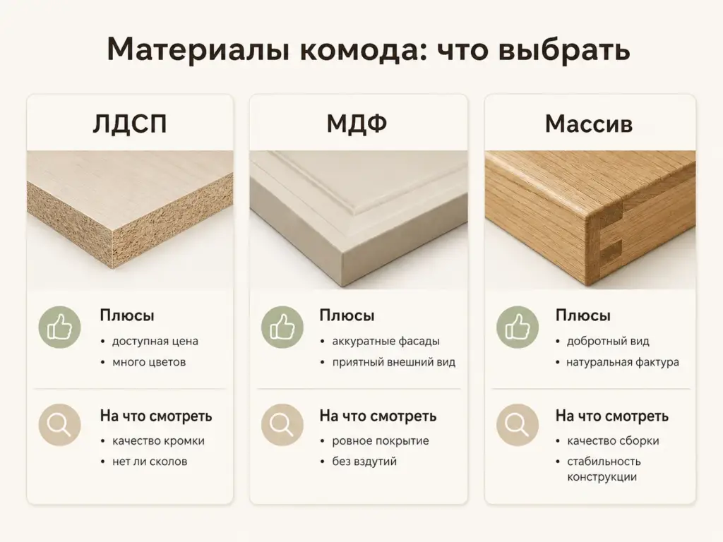 Сравнение материалов комода