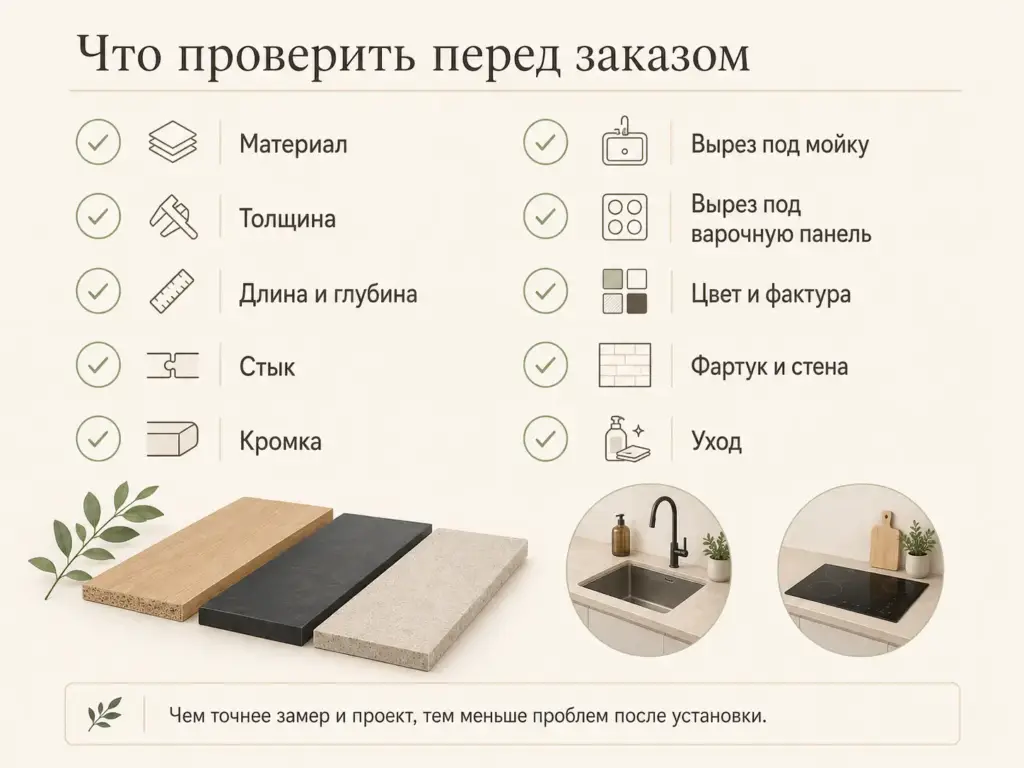 Чек-лист перед заказом столешницы для кухни