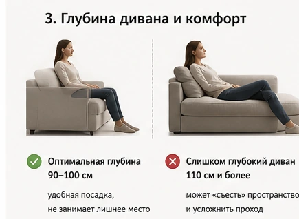 Сравнение оптимальной и слишком большой глубины дивана