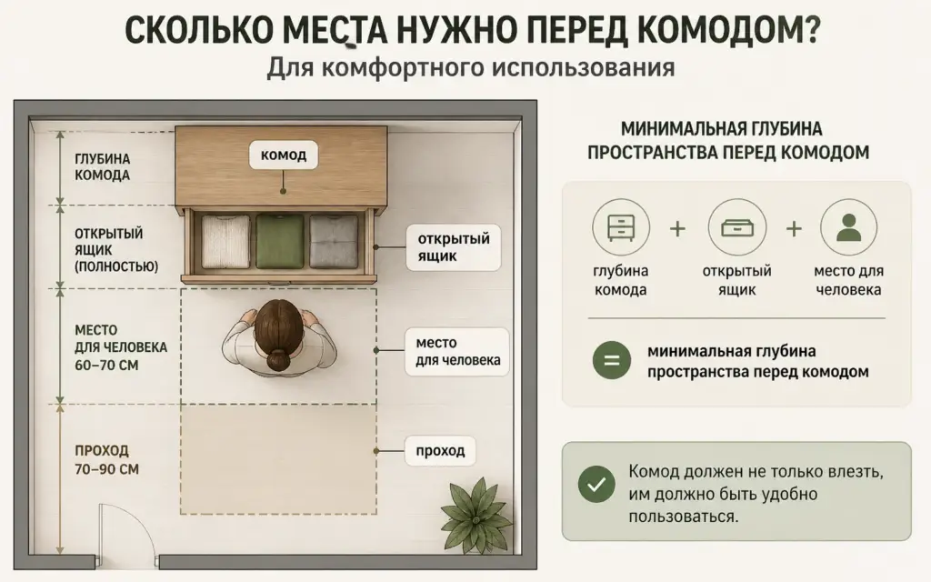 Место для выдвижения ящиков комода