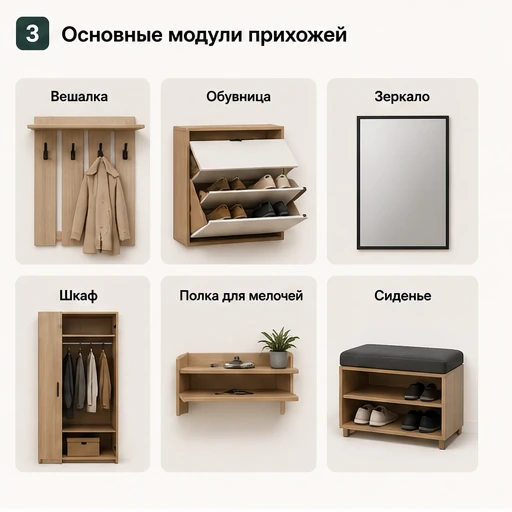Основные модули мебели для прихожей
