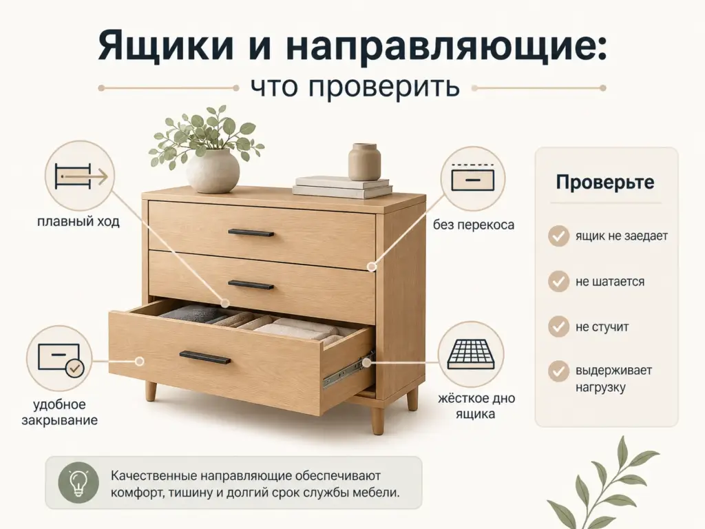 Ящики и направляющие комода