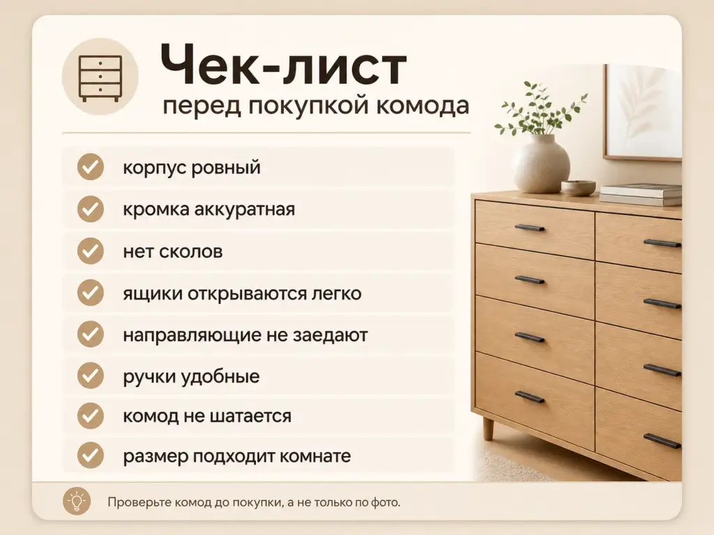 Чек-лист перед покупкой комода